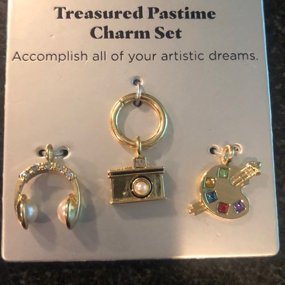 SUGARFIX by BaubleBar Treasured Pastime Charm Set 3pc - Gold Headphones nwt
